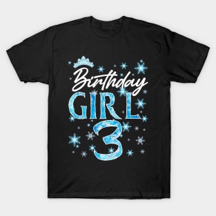 Winter Onederland 3rd Birthday Girl Snowflake B-day Gift For Girls Kids Toddlers T-Shirt